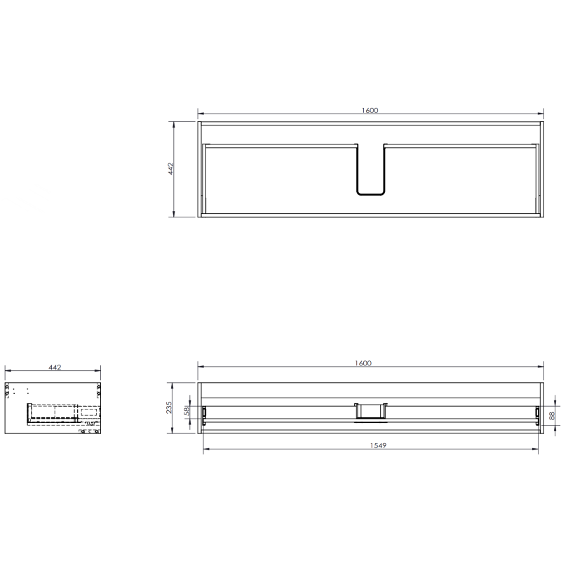 Mexen Rivel 140 cm-es fürdőszobai szekrény Vela mosdóval, 1 fiók, bordázott, szürke matt/fehér matt - 91A20-16023-1-BF62-W23M01