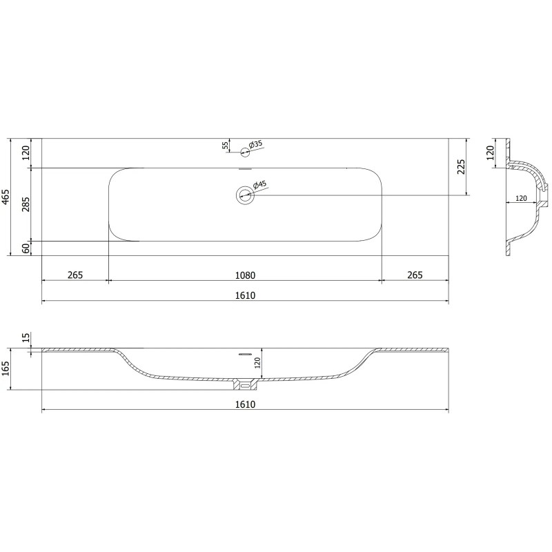 Mexen Rivel dulap de baie 140 cm cu chiuvetă Vela, 1 sertar, canelat, gri mat/alb mat - 91A20-16023-1-BF62-W23M01