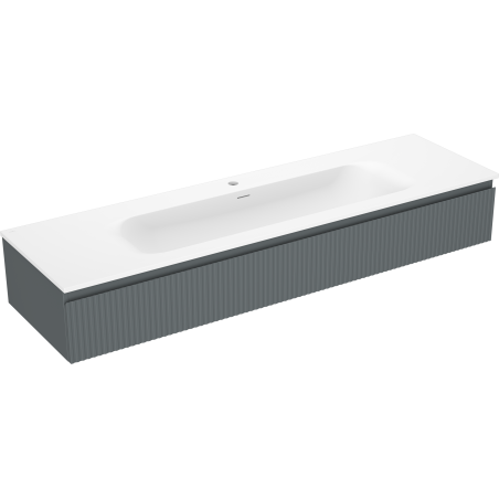 Mexen Rivel dulap de baie de 160 cm cu lavoar Vela, 1 sertar, canelat, grafit mat/alb mat - 91A20-16023-1-BF66-W23M0