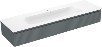 Mexen Rivel dulap de baie de 160 cm cu lavoar Vela, 1 sertar, canelat, grafit mat/alb mat - 91A20-16023-1-BF66-W23M0