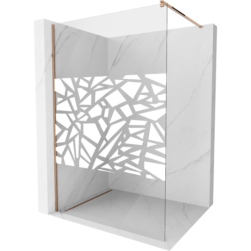 Mexen Kioto perete de duș Walk-in 130 x 200 cm, model alb 8 mm, aur roz - 800-130-101-60-85
