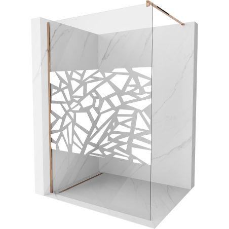 Mexen Kioto zuhanyfal Walk-in 130 x 200 cm, fehér minta 8 mm, rózsaarany - 800-130-101-60-85
