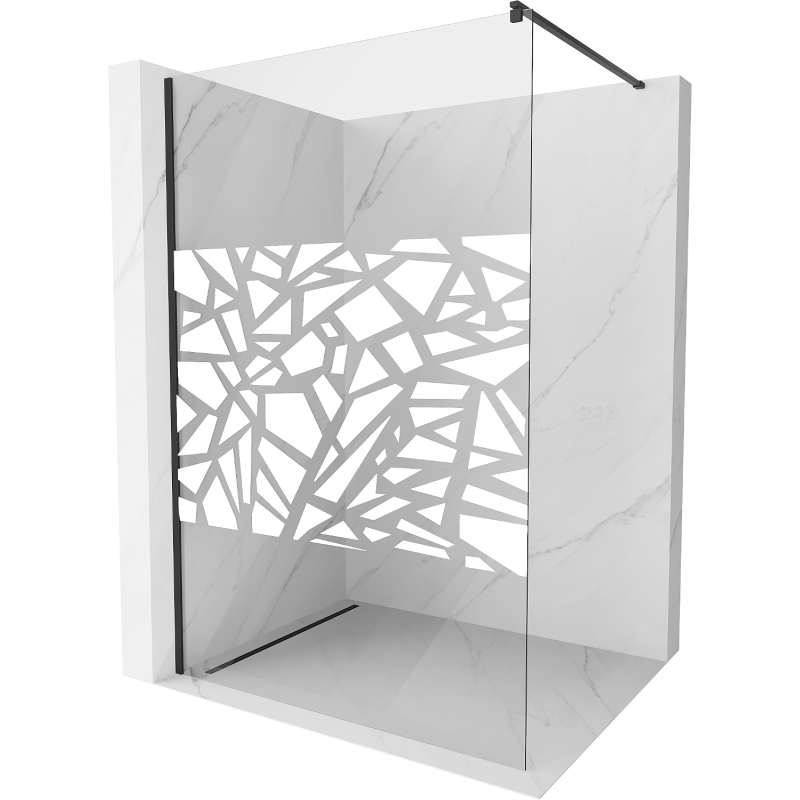 Mexen Kioto walk-in zuhanyfal 90 x 200 cm, fehér minta 8 mm, fekete - 800-090-101-70-85