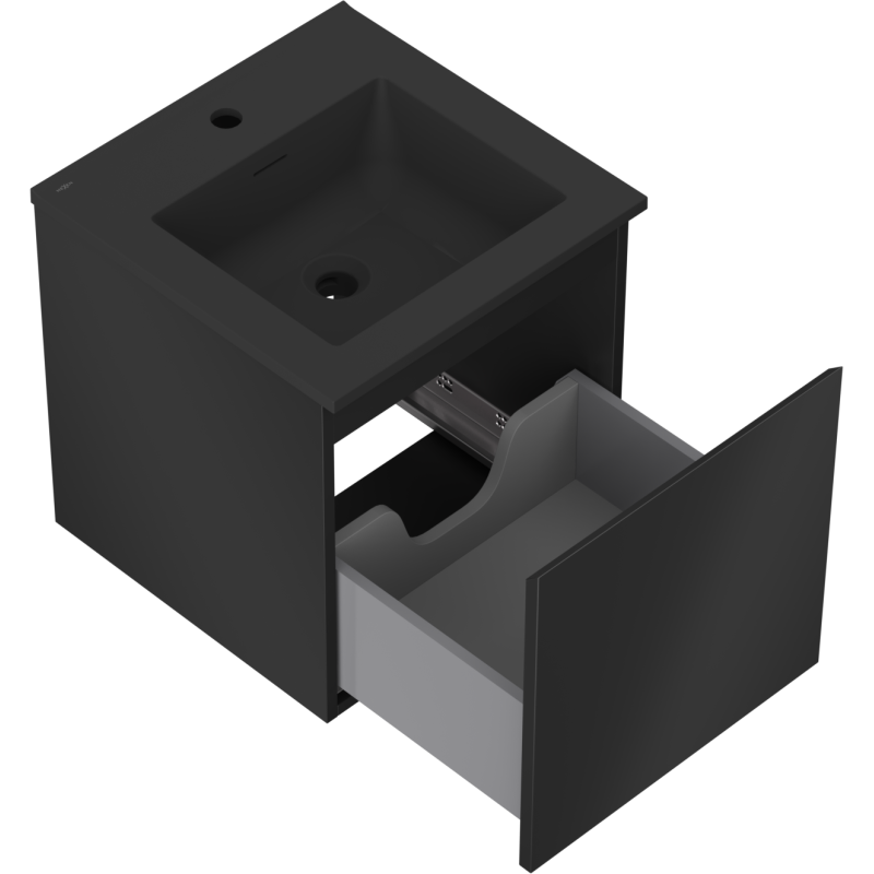 Mexen Orio dulap baie 45 cm cu chiuvetă Otis, 1 sertar, negru mat - 91A10-04547-1-BF71-W18M71