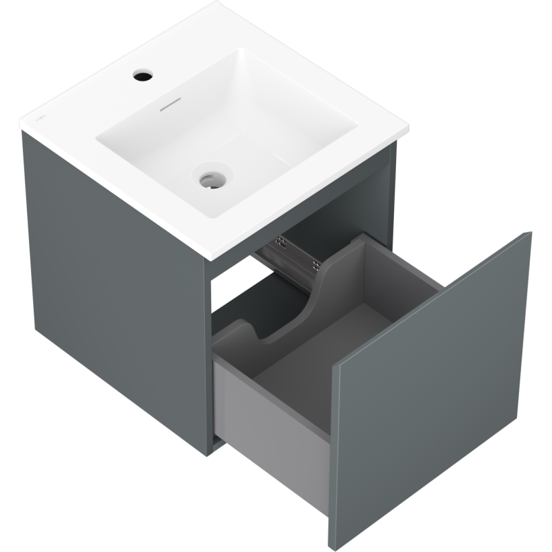 Mexen Orio fürdőszobai szekrény 45 cm mosdóval Otis, 1 fiók, grafit matt/fehér matt - 91A10-04547-1-BF66-W18M01
