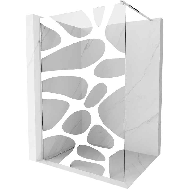 Mexen Kioto 140 x 200 cm-es Walk-in zuhanyfal, fehér hullám 8 mm, króm - 800-140-101-01-97