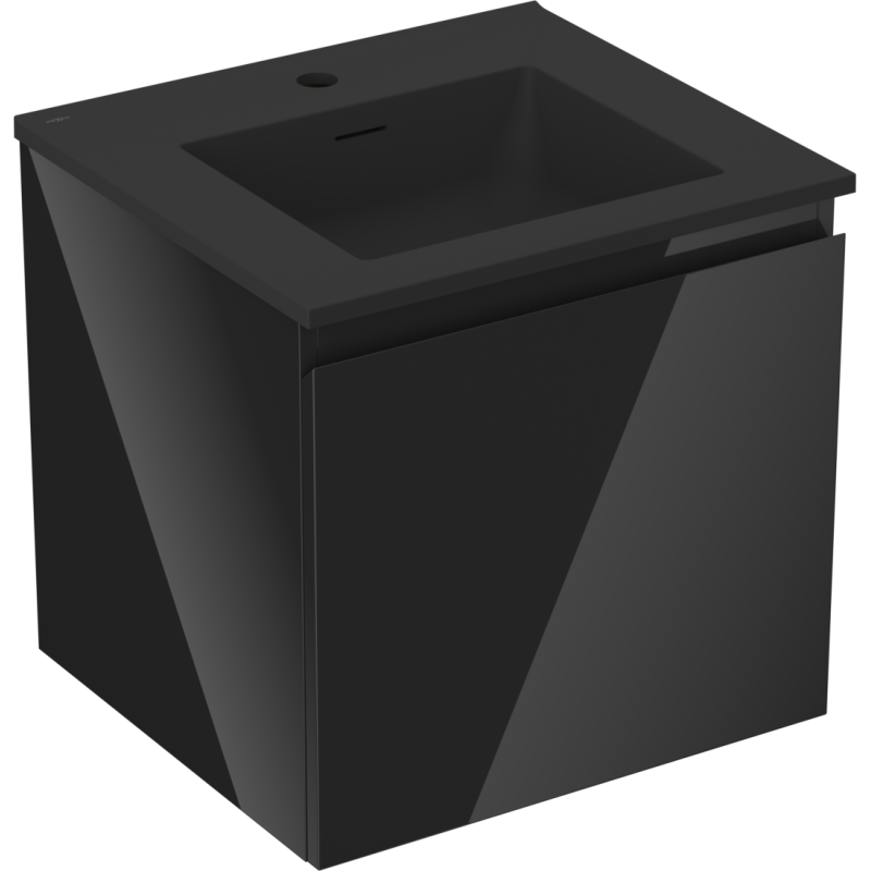 Mexen Orio dulap baie 50 cm cu lavoar Otis, 1 sertar, negru lucios/negru mat - 91A10-05047-1-BF70-W18M71