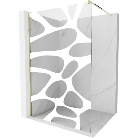 Mexen Kioto Walk-in zuhanyfal 100 x 200 cm, fehér hullám 8 mm, arany - 800-100-101-50-97