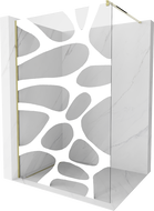 Mexen Kioto perete de duș Walk-in 110 x 200 cm, val alb 8 mm, auriu - 800-110-101-50-97