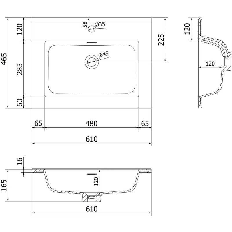 Mexen Orio fürdőszobai szekrény 60 cm mosdóval Otis, 1 fiók, fényes fehér - 91A10-06047-1-BF00-W18M00
