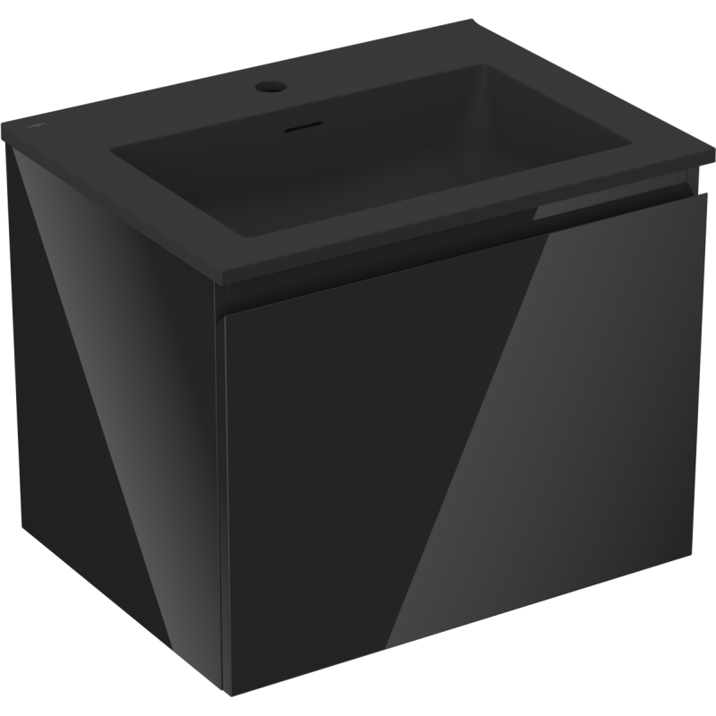 Mexen Orio dulap baie 60 cm cu lavoar Otis, 1 sertar, negru lucios/negru mat - 91A10-06047-1-BF70-W18M71