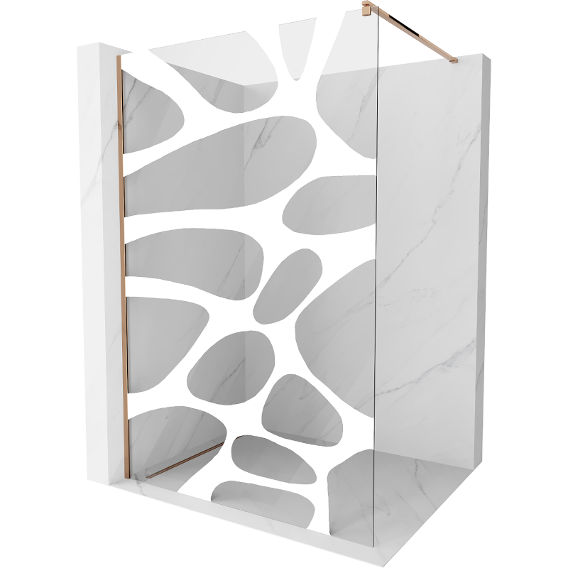 Mexen Kioto perete de duș Walk-in 120 x 200 cm, undă albă 8 mm, aur roz - 800-120-101-60-97
