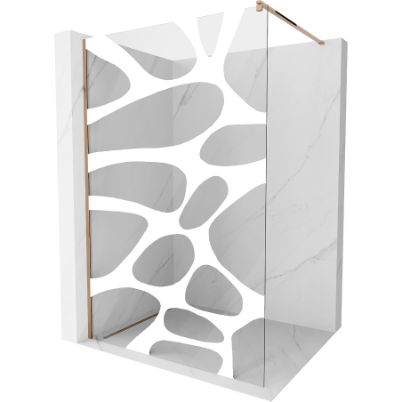 Mexen Kioto perete de duș Walk-in 120 x 200 cm, undă albă 8 mm, aur roz - 800-120-101-60-97