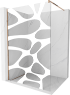 Mexen Kioto 130 x 200 cm-es Walk-in zuhanyfal, fehér hullám 8 mm, rózsaarany - 800-130-101-60-97