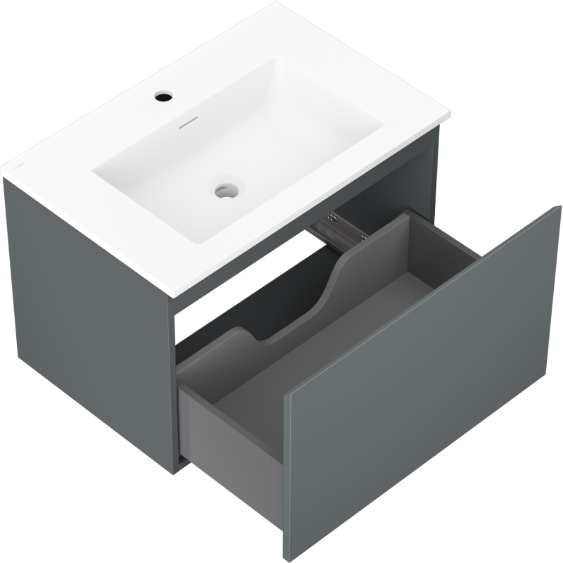 Mexen Orio fürdőszobai szekrény 70 cm mosdóval Otis, 1 fiók, matt grafit/matt fehér - 91A10-07047-1-BF66-W18M01