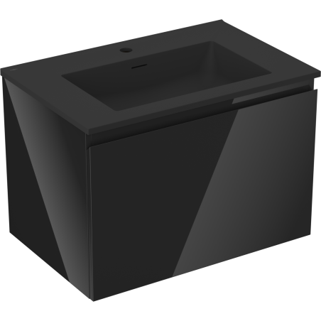 Dulap baie Mexen Orio 70 cm cu lavoar Otis, 1 sertar, negru lucios/mat negru - 91A10-07047-1-BF70-W18M71