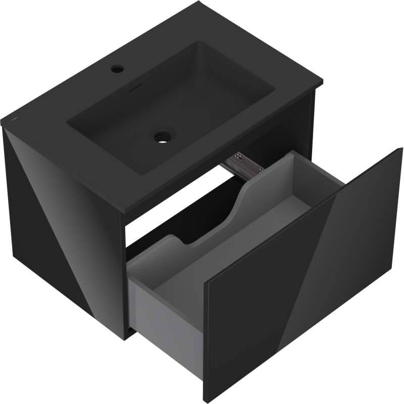 Mexen Orio dulap baie 70 cm cu lavoar Otis, 1 sertar, negru lucios/negru mat - 91A10-07047-1-BF70-W18M71