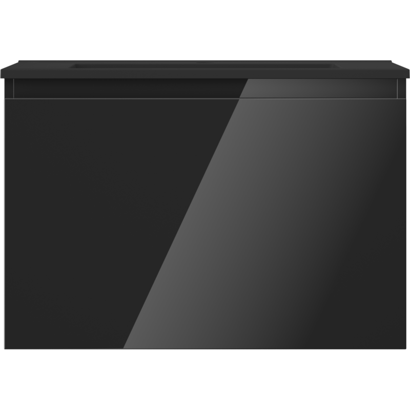 Mexen Orio 70 cm-es fürdőszobaszekrény Otis mosdóval, 1 fiók, fekete fényes/fekete matt - 91A10-07047-1-BF70-W18M71
