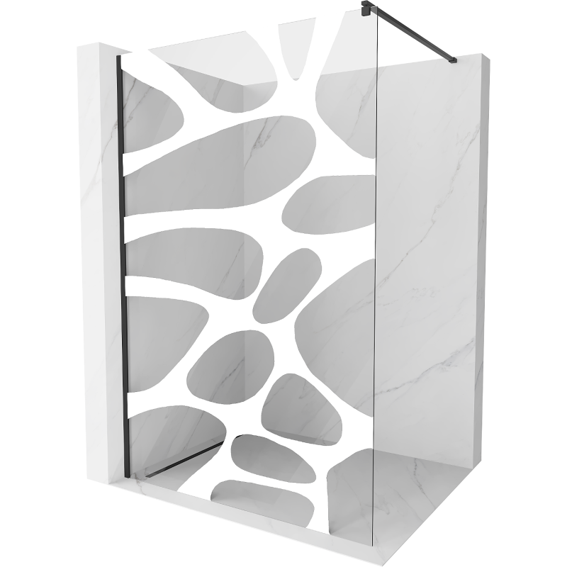 Mexen Kioto zuhanyfal Walk-in 80 x 200 cm, fehér hullám 8 mm, fekete - 800-080-101-70-97