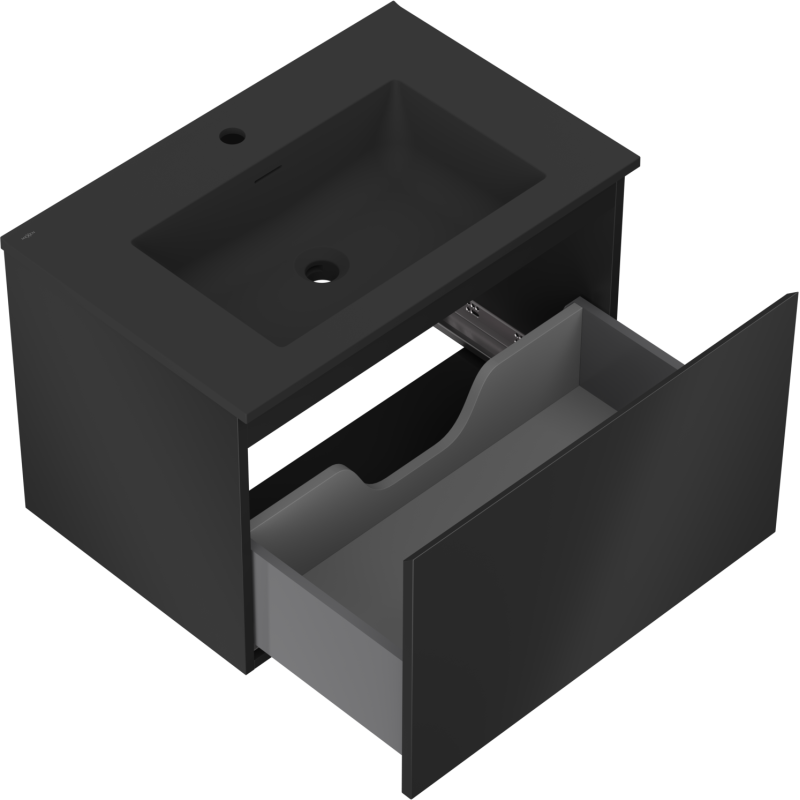 Mexen Orio dulap de baie 70 cm cu chiuvetă Otis, 1 sertar, negru mat - 91A10-07047-1-BF71-W18M71
