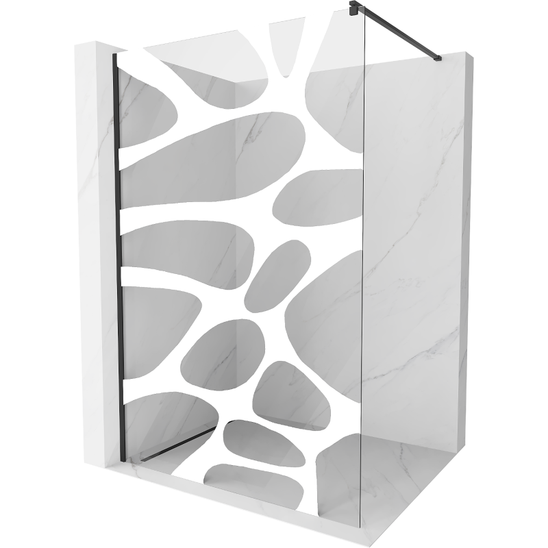 Mexen Kioto zuhanyfal Walk-in 110 x 200 cm, fehér hullám 8 mm, fekete - 800-110-101-70-97