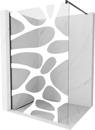 Mexen Kioto Walk-in zuhanyfal 110 x 200 cm, fehér hullám 8 mm, fekete - 800-110-101-70-97