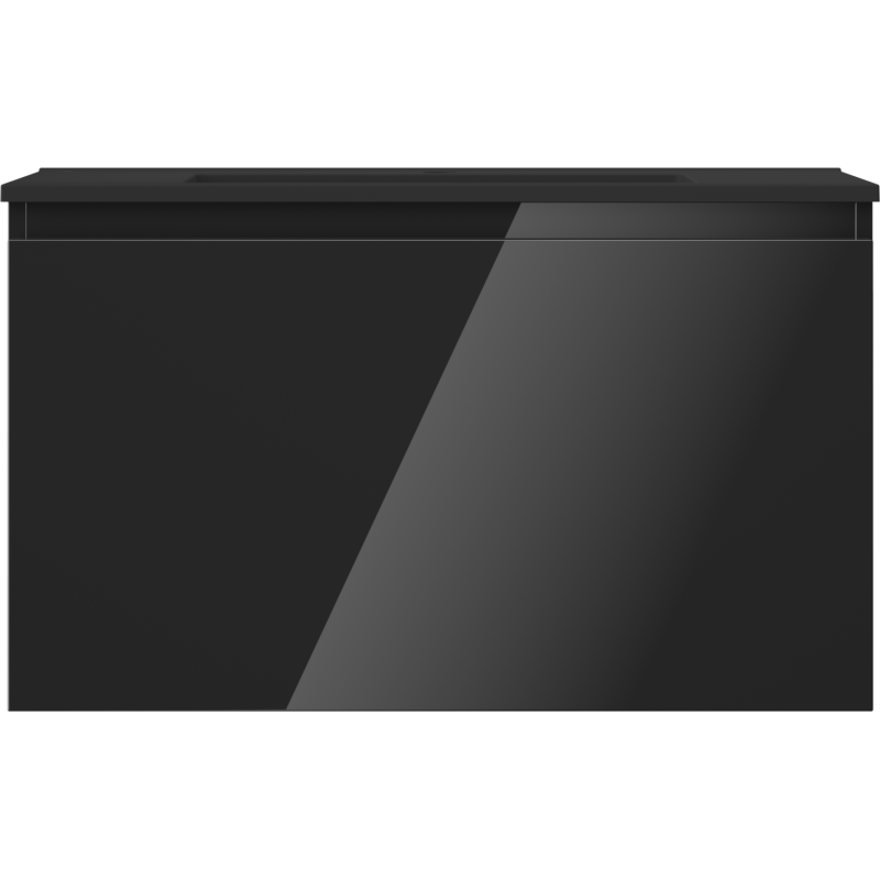 Mexen Orio 80 cm-es fürdőszobaszekrény Otis mosdóval, 1 fiók, fekete fényes/fekete matt - 91A10-08047-1-BF70-W18M71