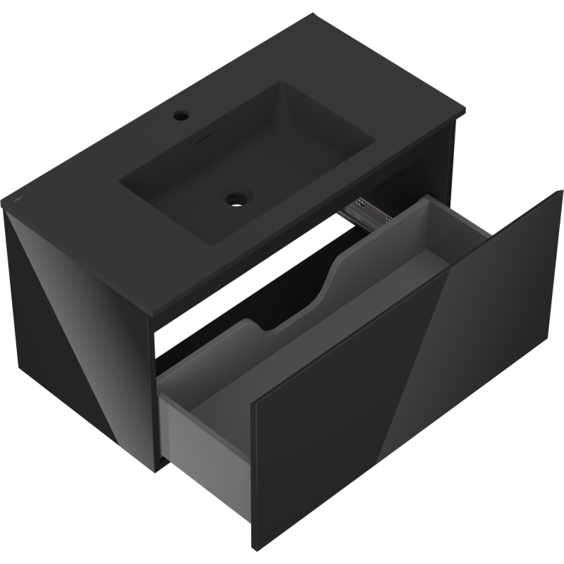 Mexen Orio dulap baie 90 cm cu lavoar Otis, 1 sertar, negru lucios/negru mat - 91A10-09047-1-BF70-W18M71