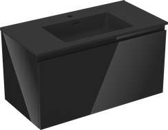 Dulap de baie Mexen Orio 90 cm cu chiuvetă Otis, 1 sertar, negru lucios/negru mat - 91A10-09047-1-BF70-W18M71