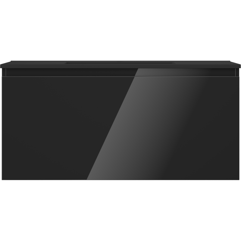 Mexen Orio fürdőszobai szekrény 100 cm mosdóval Otis, 1 fiók, fekete fényes/fekete matt - 91A10-10047-1-BF70-W18M71