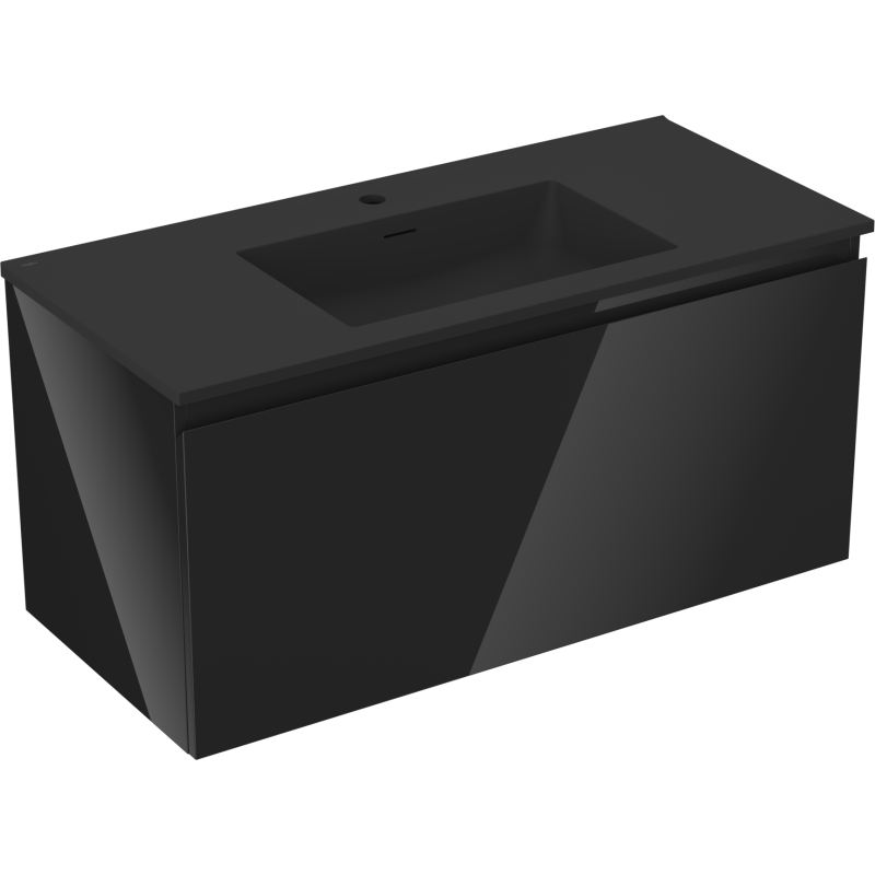 Mexen Orio dulap baie 100 cm cu lavoar Otis, 1 sertar, negru lucios/negru mat - 91A10-10047-1-BF70-W18M71