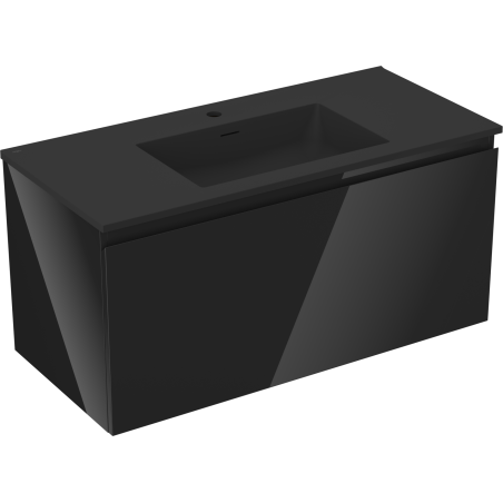 Mexen Orio dulap baie 100 cm cu lavoar Otis, 1 sertar, negru lucios/negru mat - 91A10-10047-1-BF70-W18M71