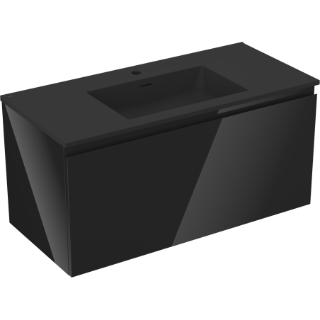 Mexen Orio fürdőszobai szekrény 100 cm mosdóval Otis, 1 fiók, fekete fényes/fekete matt - 91A10-10047-1-BF70-W18M71