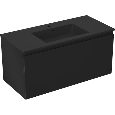 Mexen Orio 100 cm-es fürdőszobaszekrény Otis mosdóval, 1 fiók, fekete matt - 91A10-10047-1-BF71-W18M71