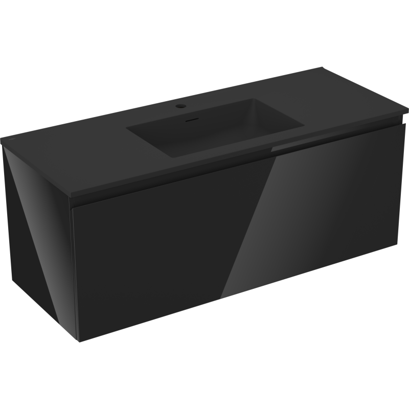 Mexen Orio dulap baie 120 cm cu lavoar Otis, 1 sertar, negru lucios/negru mat - 91A10-12047-1-BF70-W18M71