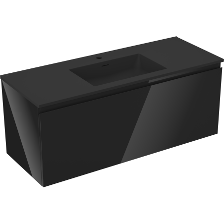 Mexen Orio 120 cm-es fürdőszobaszekrény Otis mosdóval, 1 fiók, fekete fényes/matt fekete - 91A10-12047-1-BF70-W18M71
