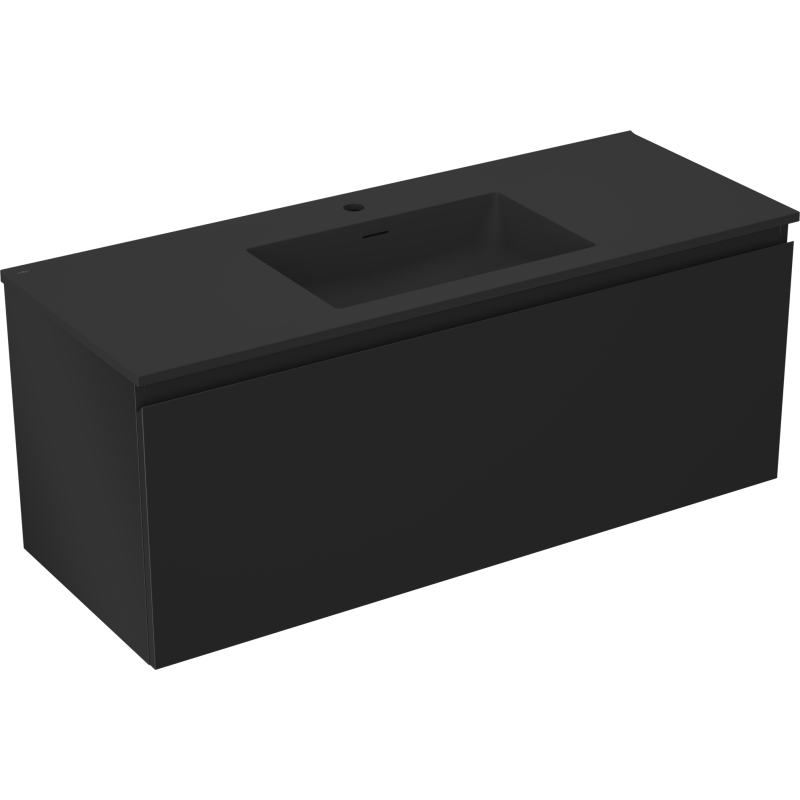 Mexen Orio fürdőszobaszekrény 120 cm mosdóval Otis, 1 fiók, fekete matt - 91A10-12047-1-BF71-W18M71