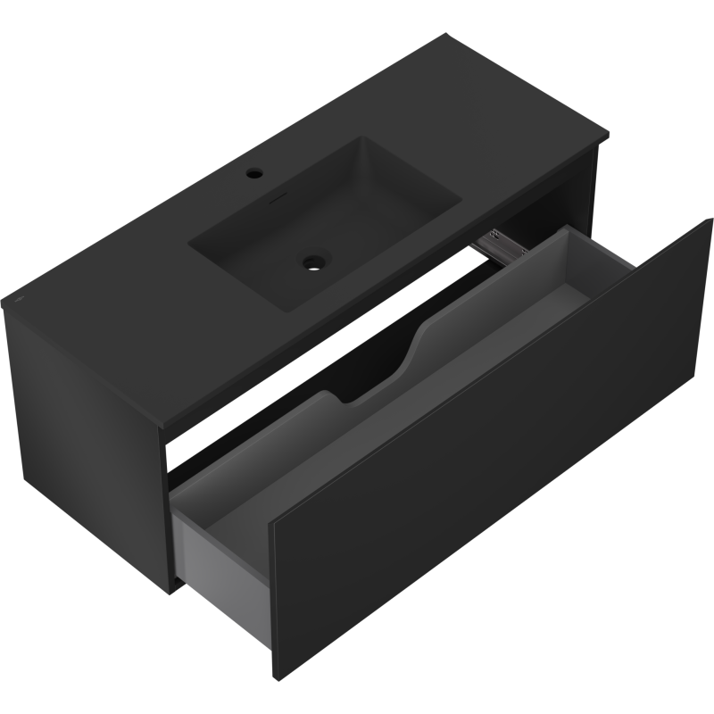 Mexen Orio dulap baie 120 cm cu lavoar Otis, 1 sertar, negru mat - 91A10-12047-1-BF71-W18M71