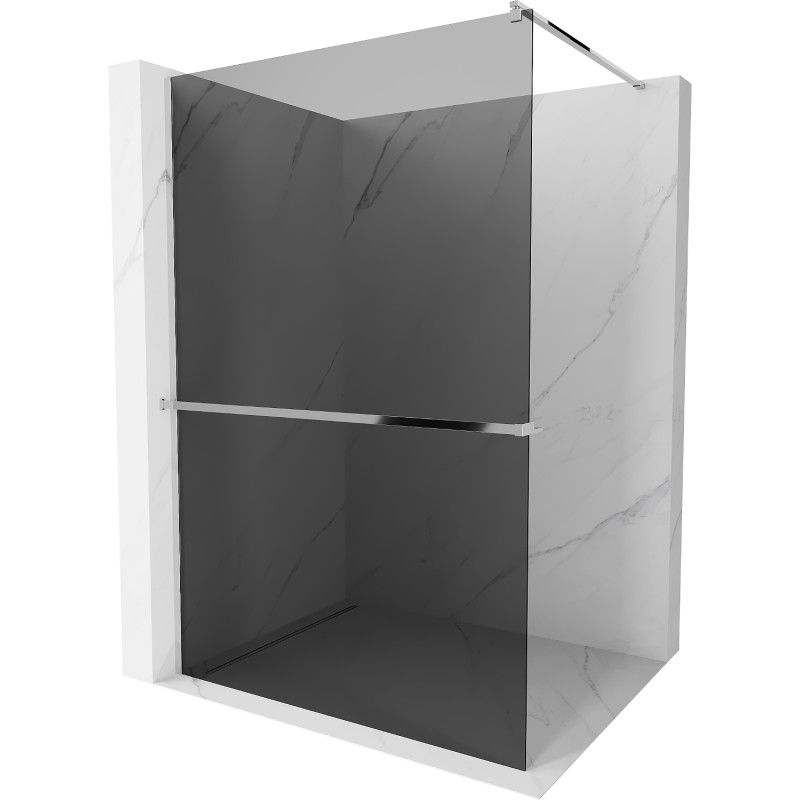 Mexen Kioto+ 70 x 200 cm-es, grafit színű, krómozott walk-in zuhanyfal polccal - 800-070-121-01-40