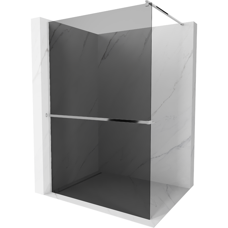 Mexen Kioto+ zuhanyfal polccal Walk-in 100 x 200 cm, grafit, króm - 800-100-121-01-40