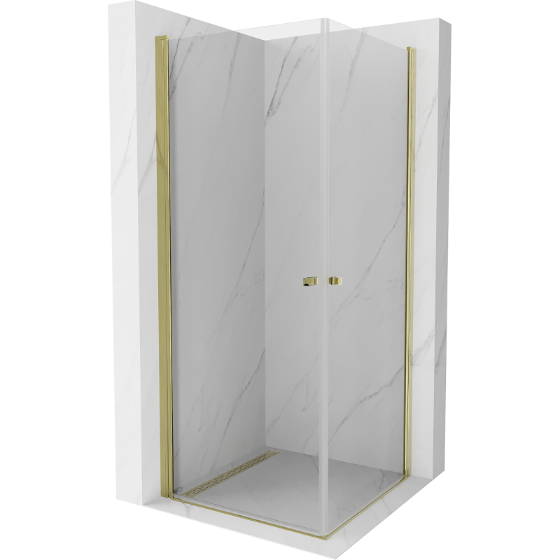 Mexen Pretoria Duo cabină de duș batantă 70 x 70 cm, transparent, auriu - 852-070-070-50-00-02