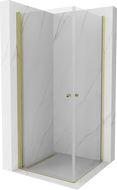 Mexen Pretoria Duo zuhanykabin nyíló ajtóval 70 x 70 cm, átlátszó, arany - 852-070-070-50-00-02