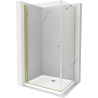 Cabină de duș Mexen Pretoria cu deschidere 70 x 90 cm, transparentă, aurie + cadă Flat - 852-070-090-50-00-4010
