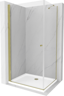 Mexen Pretoria cabină de duș cu balamale 70 x 90 cm, transparent, Aurie + cadă de duș Flat - 852-070-090-50-00-4010