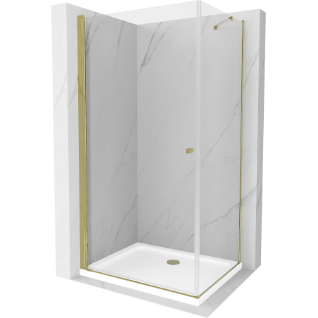 Mexen Pretoria cabină de duș pliantă 90 x 80 cm, transparent, auriu + bazin Flat - 852-090-080-50-00-4010