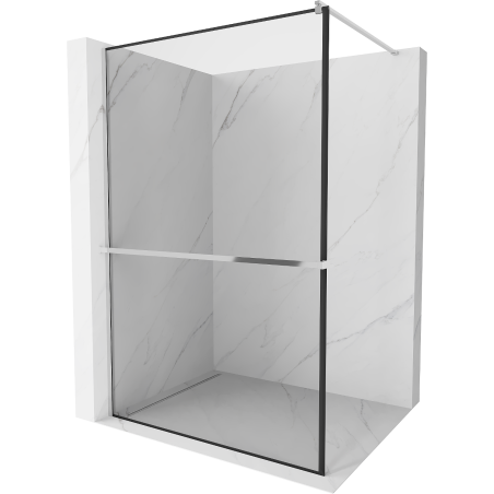 Mexen Kioto+ Panou de duș cu raft Walk-in 120 x 200 cm, cadru negru, crom - 800-120-121-01-70