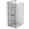 Mexen Kioto+ Walk-in zuhanyfal polccal 90 x 200 cm, fekete rács, króm - 800-090-121-01-77