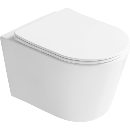 Mexen Rico Rimless Tornado WC-csésze lassan záródó slim, duroplast, fényes fehér ülőkével - 3072L4000T