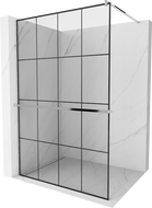Mexen Kioto+ zuhanyfal polccal Walk-in 130 x 200 cm, fekete rács, króm - 800-130-121-01-77