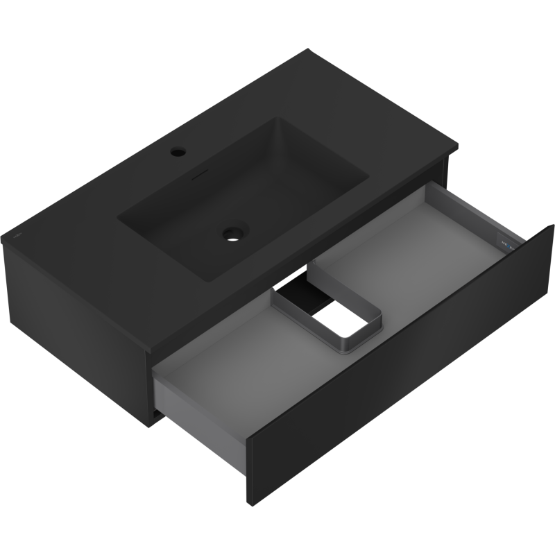 Mexen Orio dulap baie 90 cm cu lavoar Otis, 1 sertar, negru mat - 91A10-09023-1-BF71-W18M71